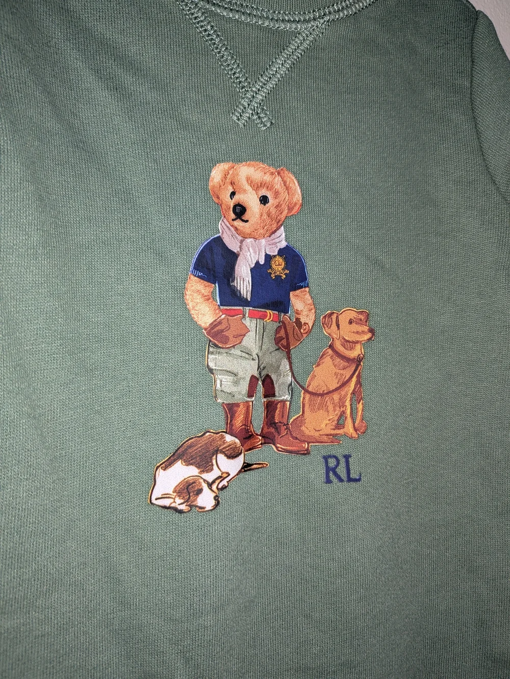 Ralph Lauren Green Bear-Print One-Piece for Kids